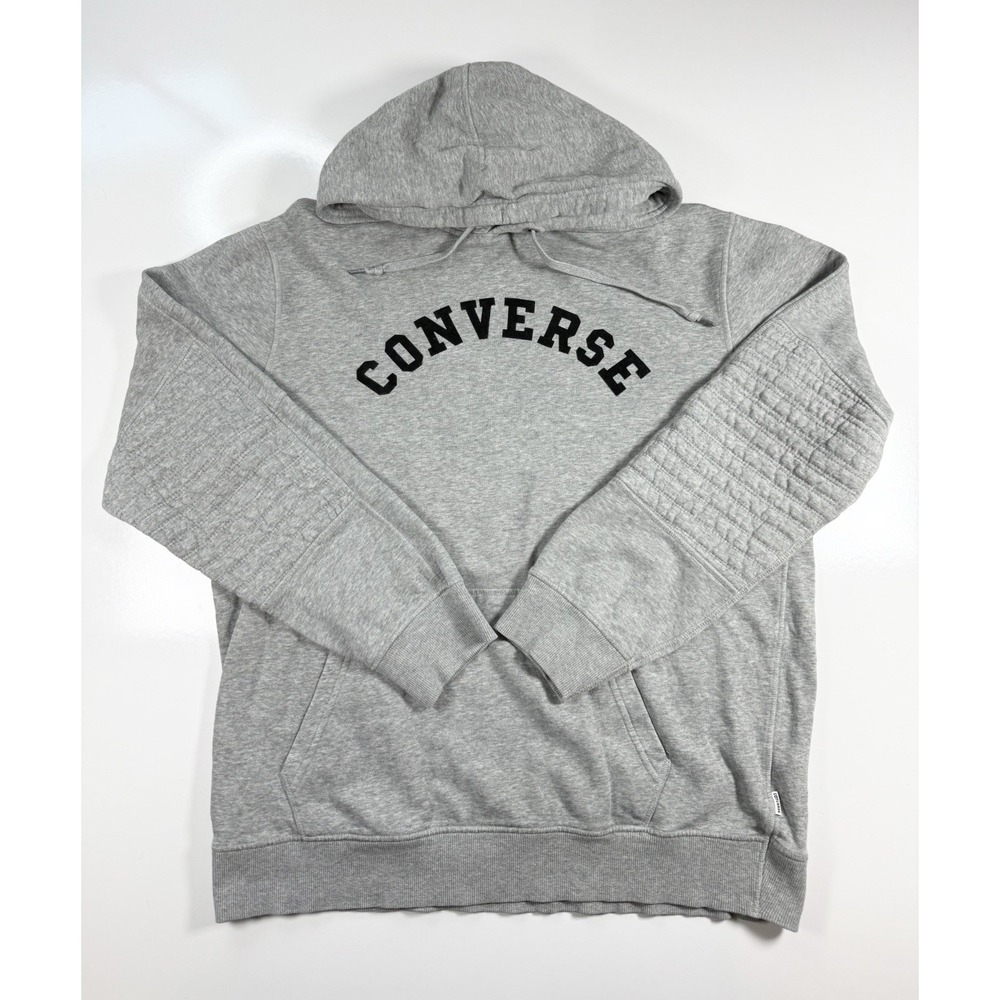Y2K Converse Hoodie Small Gray Pullover Spell out Logo Sweatshirt Casual